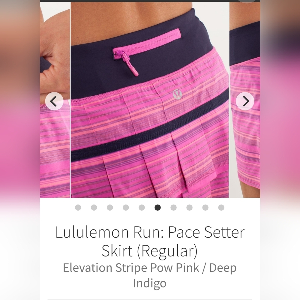 Lululemon Pace Setter Skirt Pow Pink Stripe Rare Run Tennis Lulu Collector 2 - Picture 7 of 11